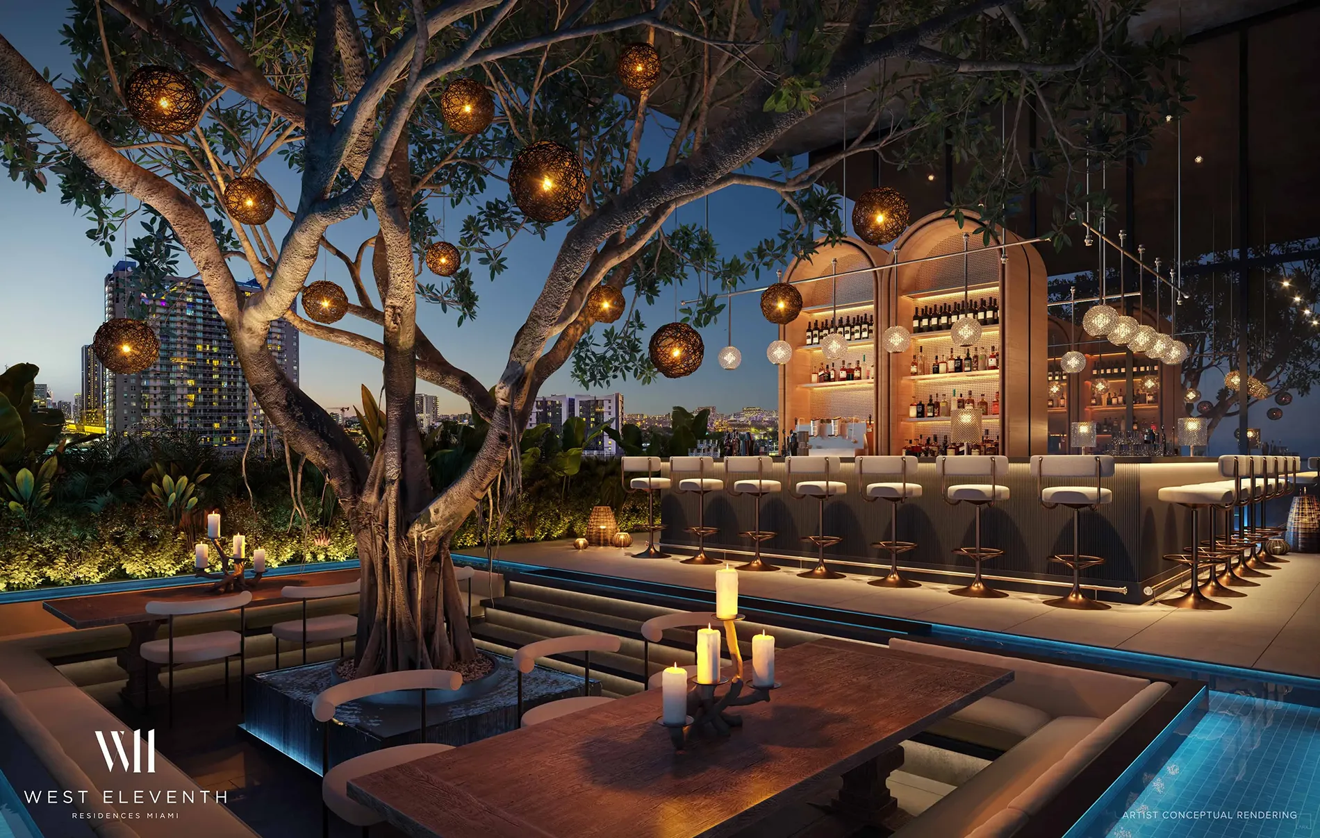 Relax while having drinks at WEST ELEVENTH | RESIDENCES MIAMI
